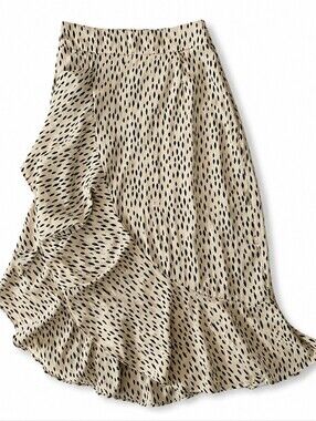 Nasty Gal Beige Black Abstract Dot Asymmetrical Skirt Size 0